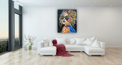 Contemporary Abstract Original Oil Painting of a woman On 90 x 76cm Canvas Amelia woman portrait