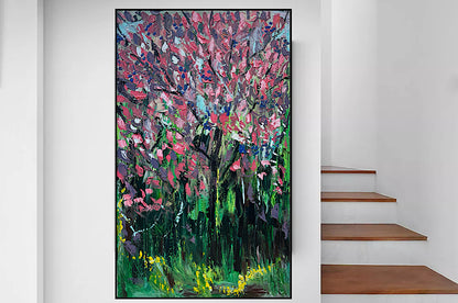Original Abstract Oil Painting On Canvas 153 x 92cm Magnolia tree Oka