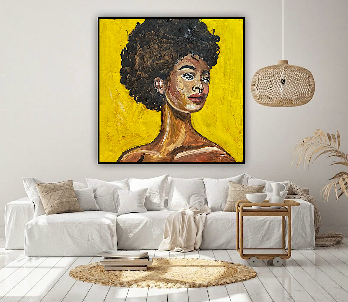 Modern Abstract Original Oil Painting On Canvas Unapologetic Portrait 60x60cm