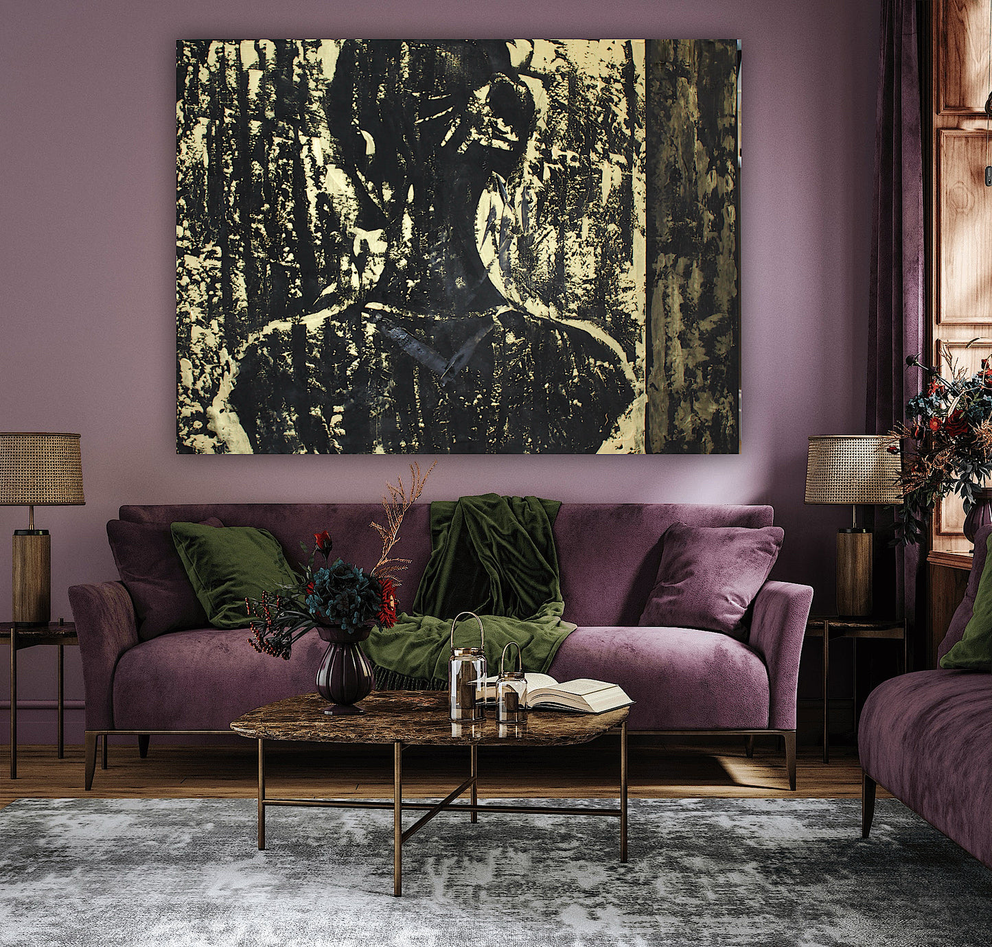 Original Abstract Oil Painting On Canvas 122 x 92cm Woman in The Shadows oka