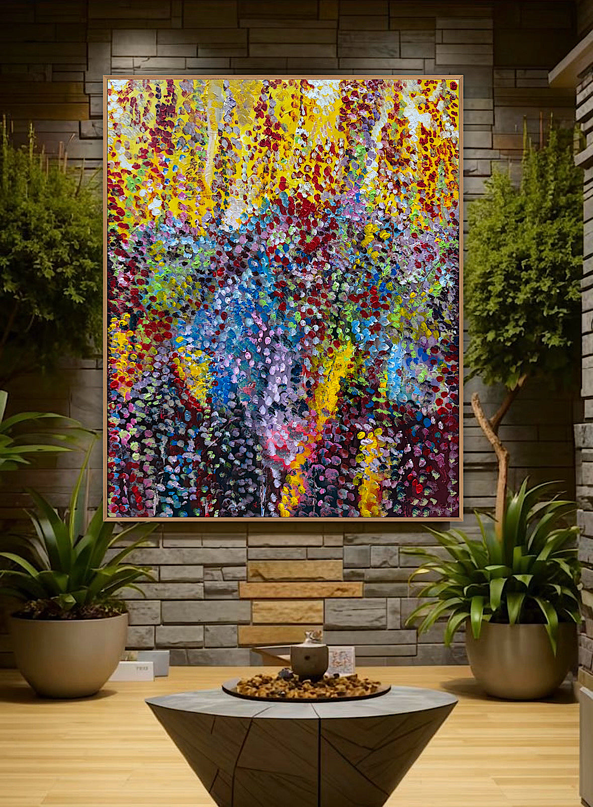 Large Abstract Original Oil Painting On 100x80cm canvas Oka style Sunshine