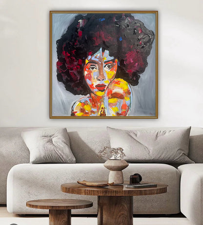 Oka Contemporary Abstract Original Oil Painting 80x80cm Canvas Woman Portrait framed