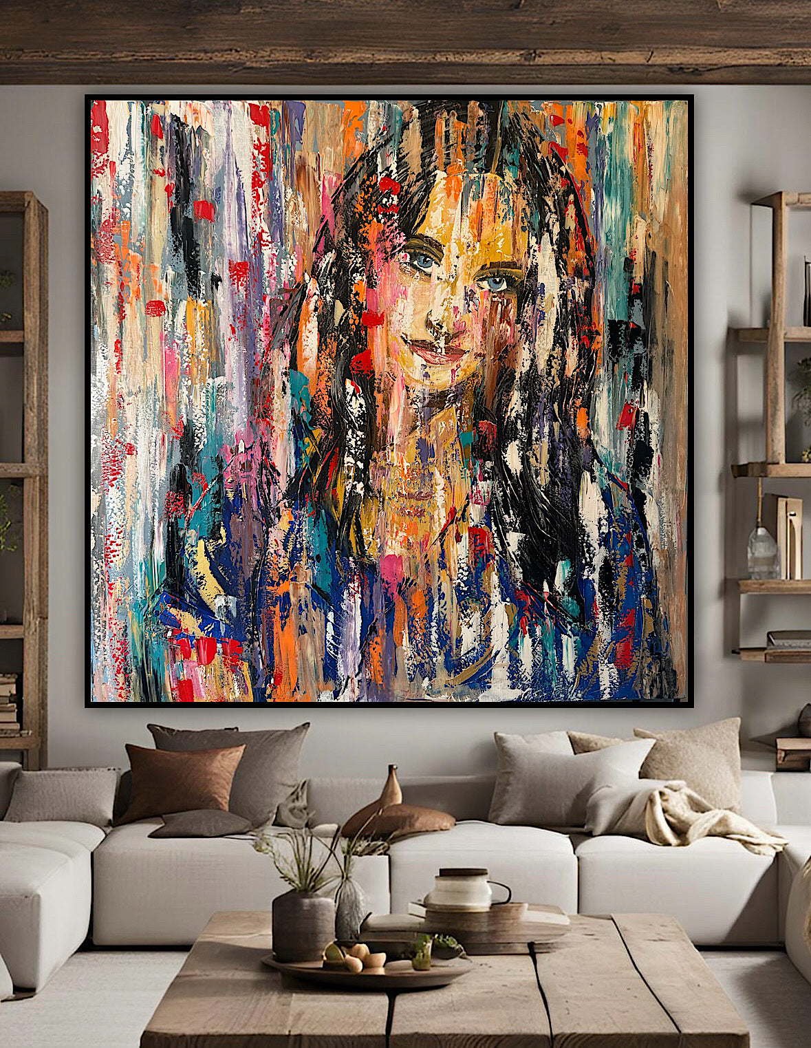 Oka Original Abstract Oil Painting On deep edge Canvas 120 x 120cm ‘Sapphire Eyes’