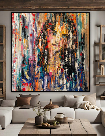 Oka Original Abstract Oil Painting On deep edge Canvas 120 x 120cm ‘Sapphire Eyes’