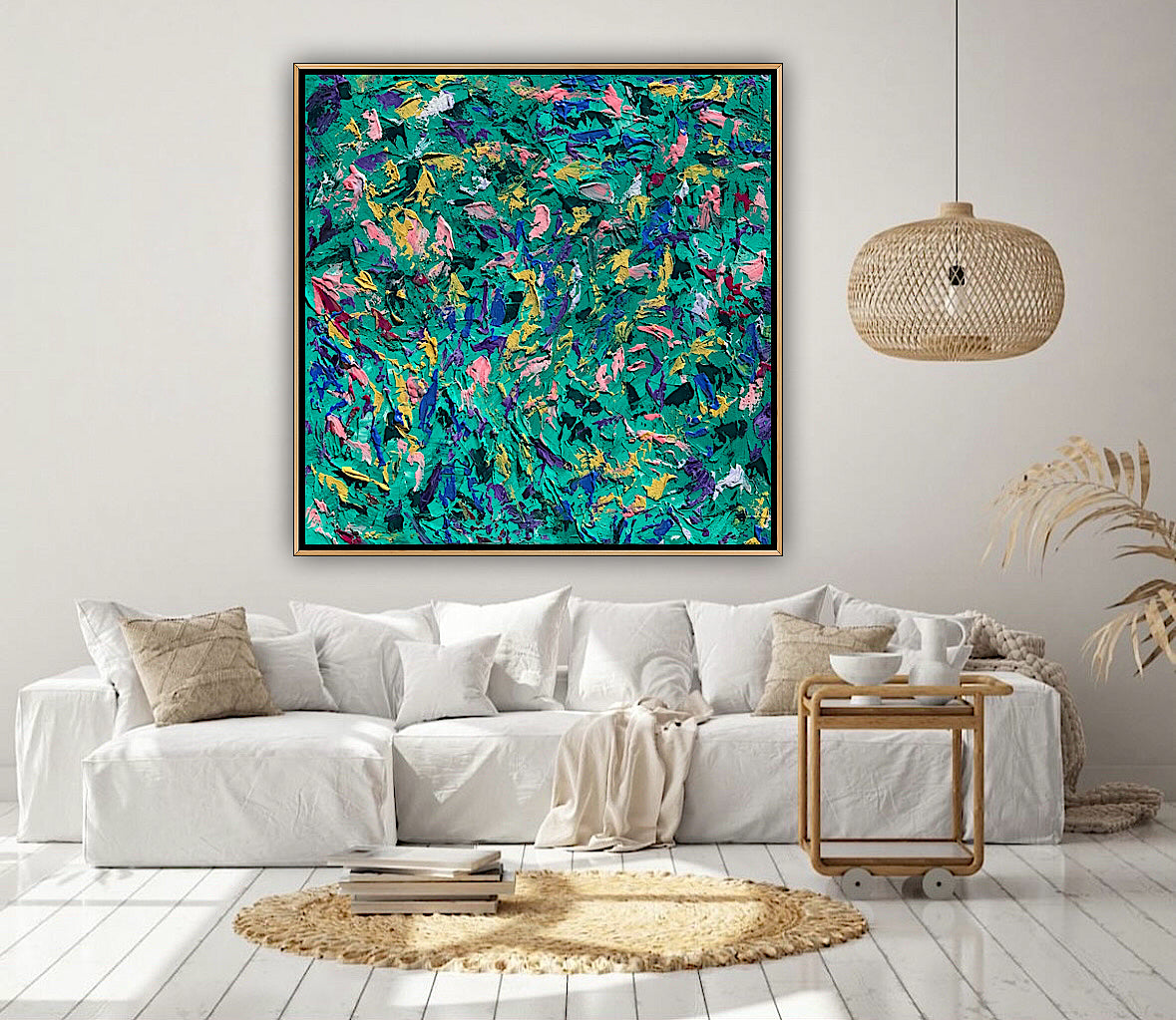 Oka Style Abstract contemporary Oil Painting On Canvas 100 x 100cm Secret Garden