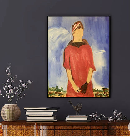 Modern original abstract Oil Painting On Canvas 30cmX 40cm Gardening Woman signed