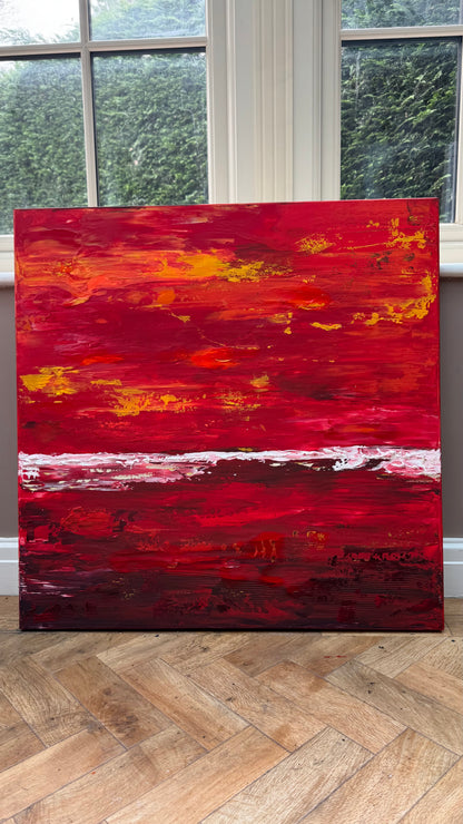 Oka style textured Original modern Abstract Oil Painting On Canvas 80 x 80cm ‘Veil of Dusk ‘Coast