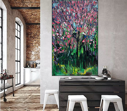 Original Abstract Oil Painting On Canvas 153 x 92cm Magnolia tree Oka