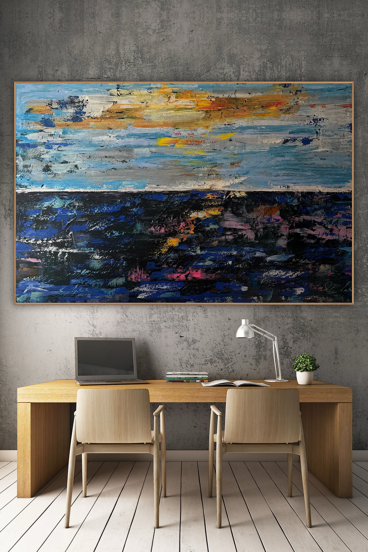 Original Abstract Oil Painting On Canvas 150cm x 100cm Depth of Silence Oka seascape