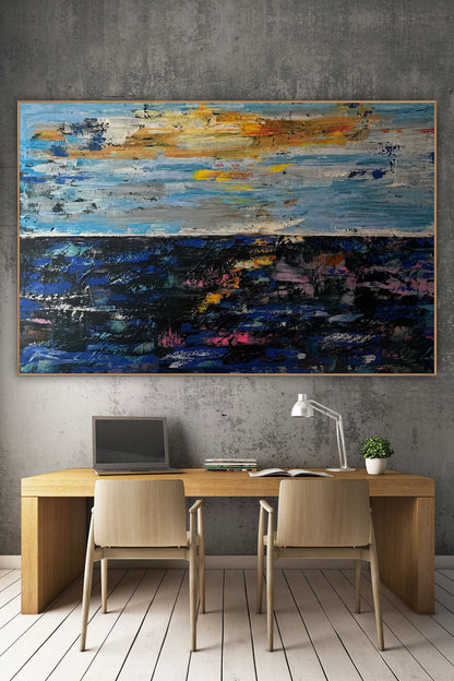Original Abstract Oil Painting On Canvas 150cm x 100cm Depth of Silence Oka seascape