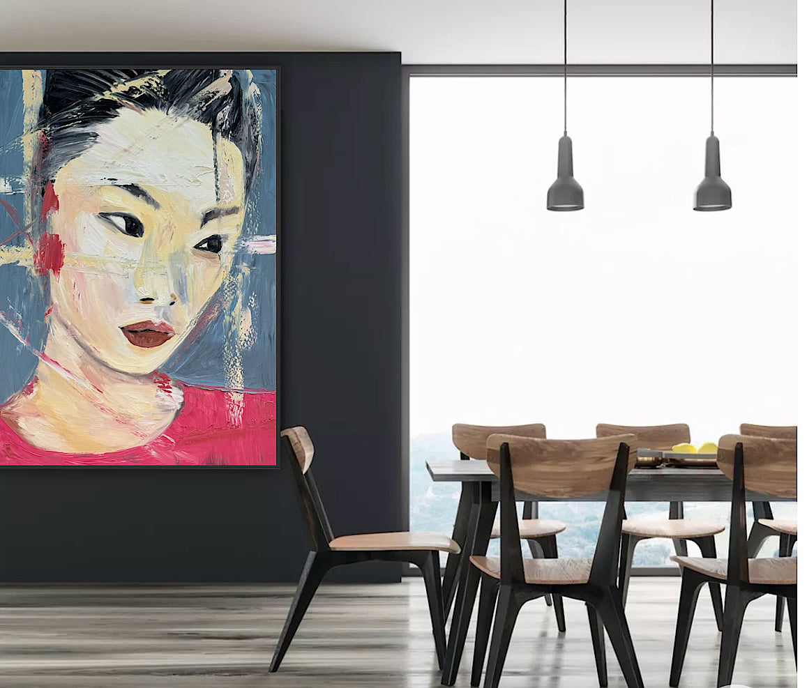 Woman’s portrait Original Abstract Oil Painting On Canvas 85 x 60cm Innocent Soul