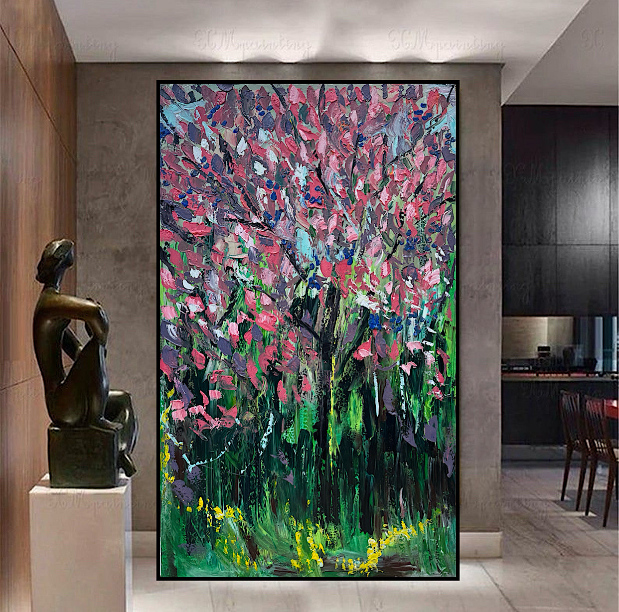 Original Abstract Oil Painting On Canvas 153 x 92cm Magnolia tree Oka