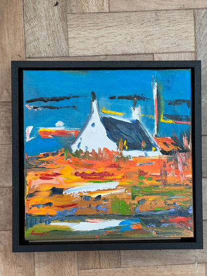 Framed in black frame Original Abstract contemporary Oil Painting On Canvas 32x32cm Irish wilds