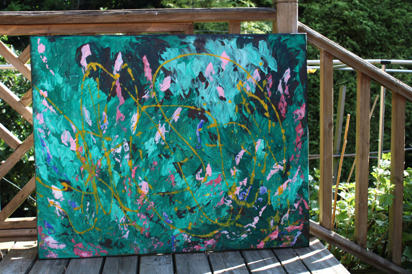 Abstract Original Oil Painting On Canvas 102x70cm textured oil Secret Garden