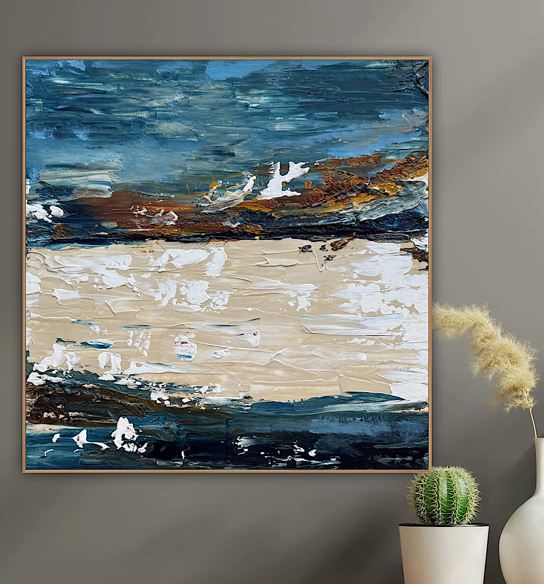Original Abstract contemporary Oil Painting On Canvas 50x50cm Amalfi Coast Oka