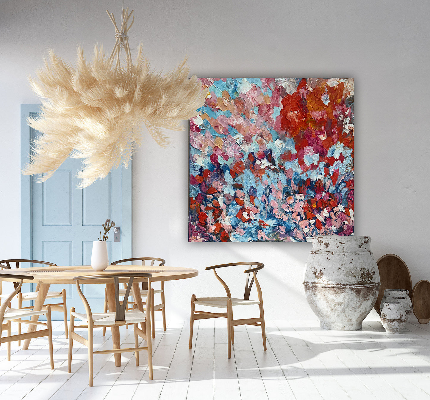 Modern Original textured Abstract Oil Painting On deep edge Canvas 120 x 120cm ‘Convergence ‘