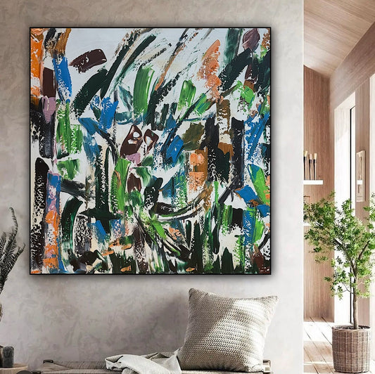 Oka Contemporary Abstract Original Oil Painting 80x80cm Whispers Of The Wind floral