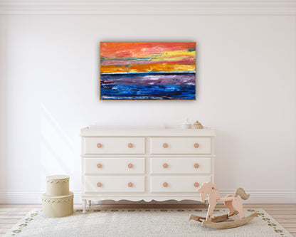 Contemporary Abstract Style XLarge Oil Painting textured On Canvas 122X 76cm Ember Horizon