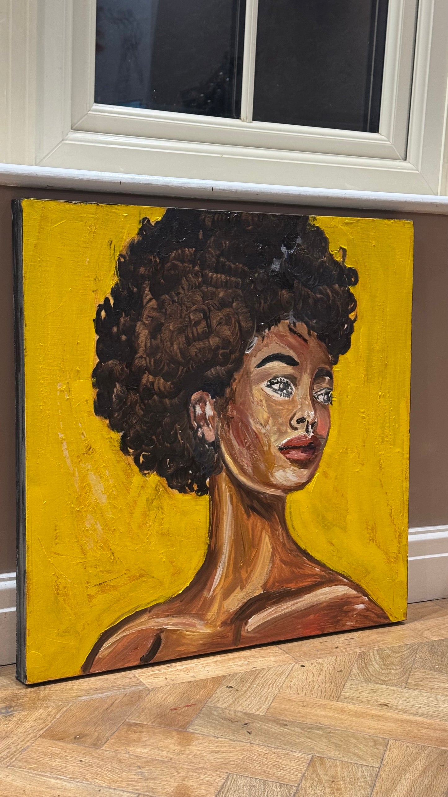 Modern Abstract Original Oil Painting On Canvas Unapologetic Portrait 60x60cm