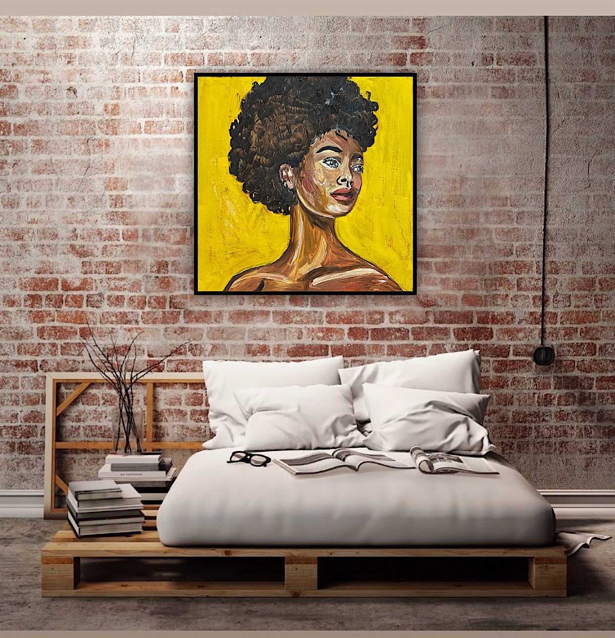 Modern Abstract Original Oil Painting On Canvas Unapologetic Portrait 60x60cm