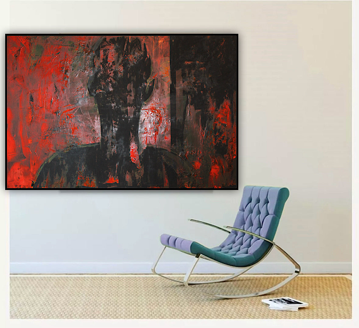 Original Abstract Oil Painting On Canvas 150cm x 100cm Man in The Shadows oka
