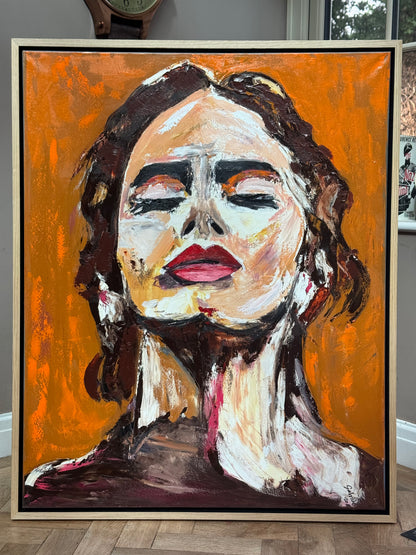 Richter StyLe Abstract Original Oil Painting On Canvas 100x80cm Ember Muse portrait framed in oak