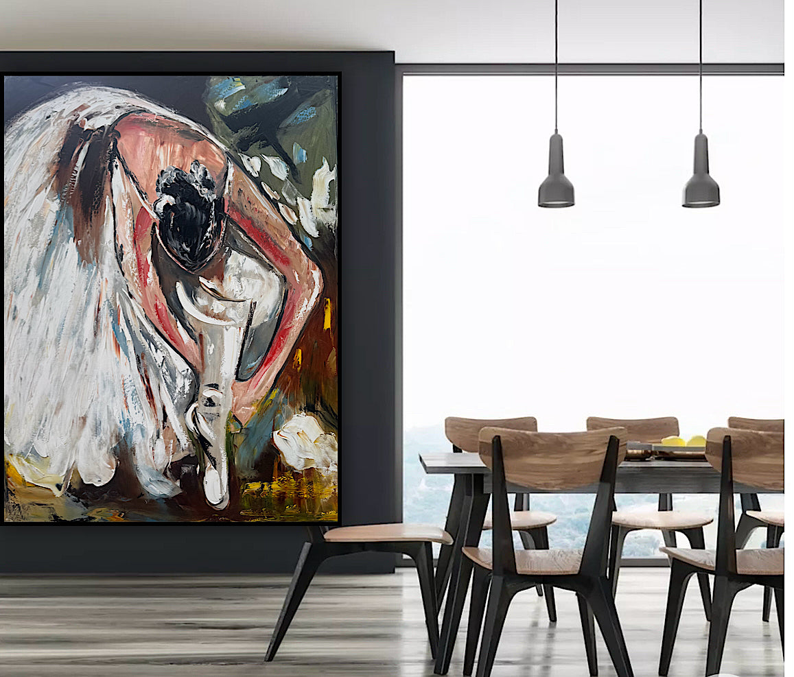 Ballet dancer Original modern Abstract Oil Painting On Canvas 100 x 77cm Oka