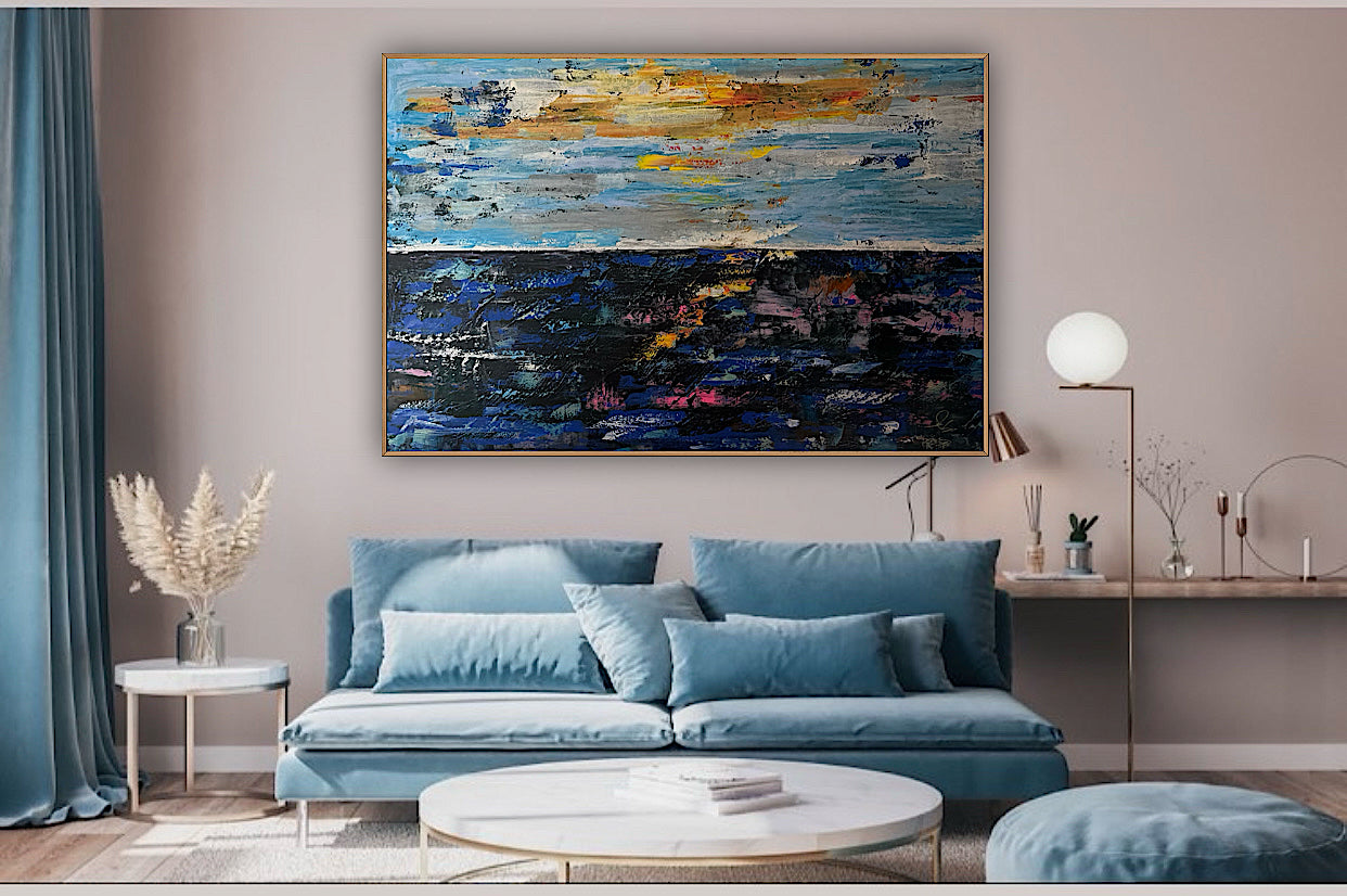 Original Abstract Oil Painting On Canvas 150cm x 100cm Depth of Silence Oka seascape