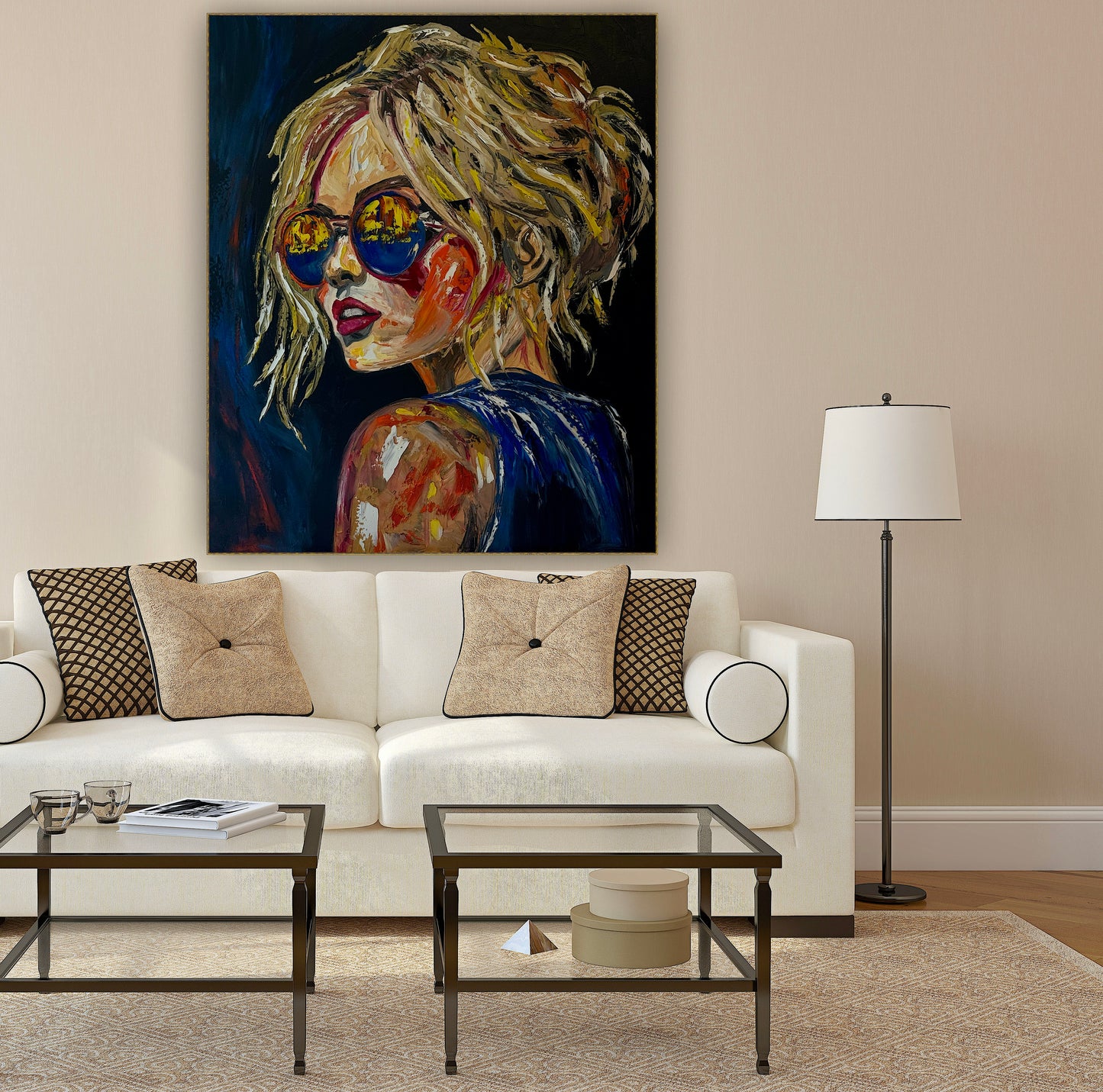 Contemporary Abstract Original Oil Painting of a woman On 90 x 76cm Canvas ‘Blondie II’ woman portrait