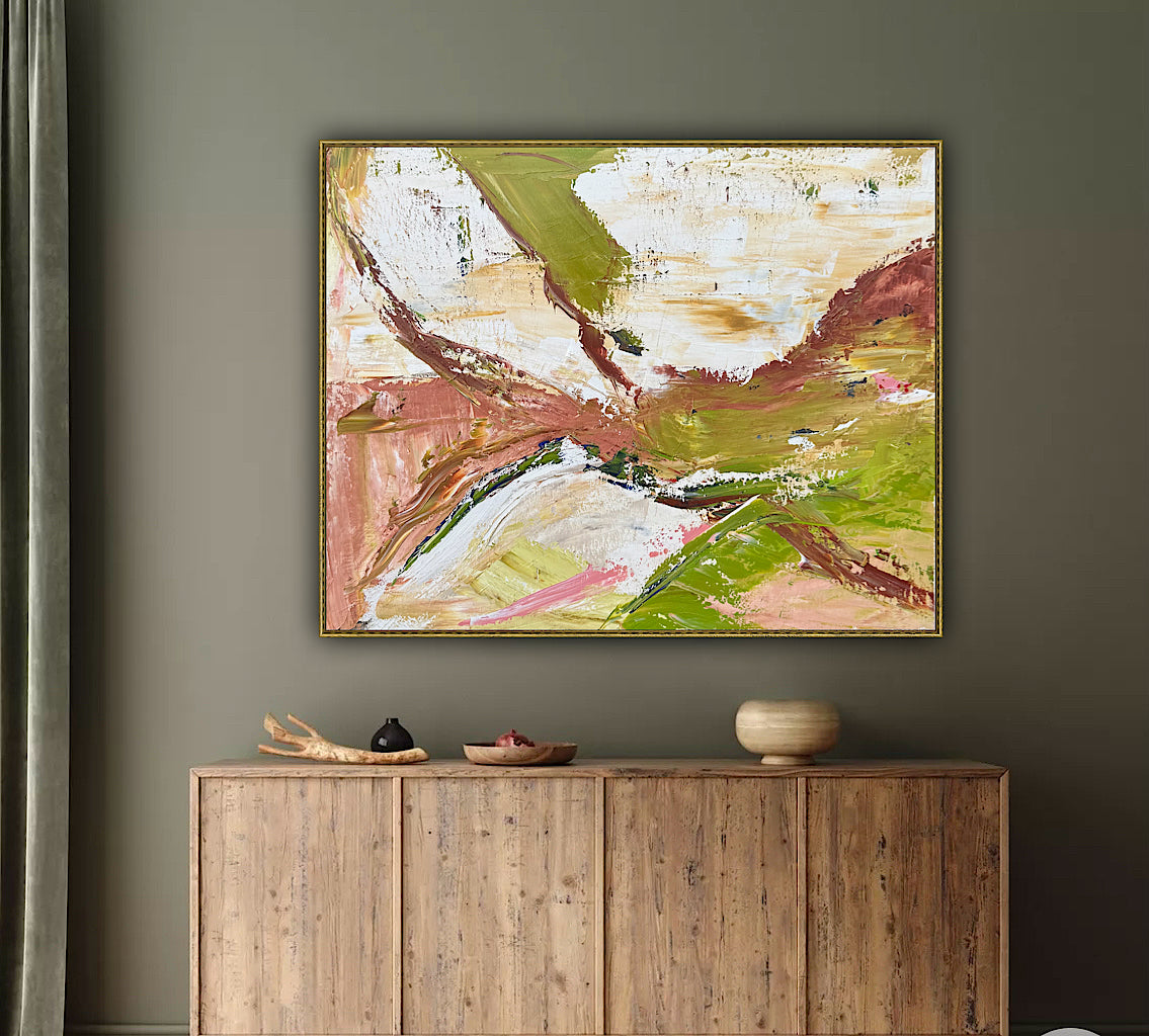Oka StyLe Abstract original Oil Painting On Canvas 50 X 40cm Lake District textured