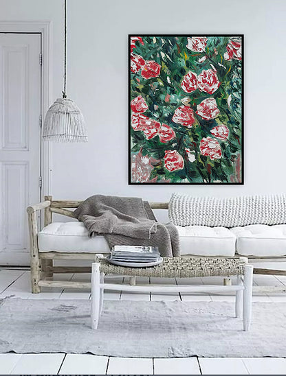 Abstract Impressionist Style Original Oil Painting on canvas 100x76cm Rose Garden