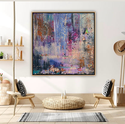 Contemporary Style Abstract Original Oil Painting on 90x90cm Canvas Palimpsest