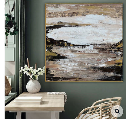 Oka style textured Original modern Abstract Oil Painting On Canvas 80 x 80cm ‘Between Shadow And Sky’