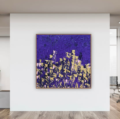 Oka Contemporary Abstract Original Oil Painting on  80x80cm canvas ‘London after Dark’ textured