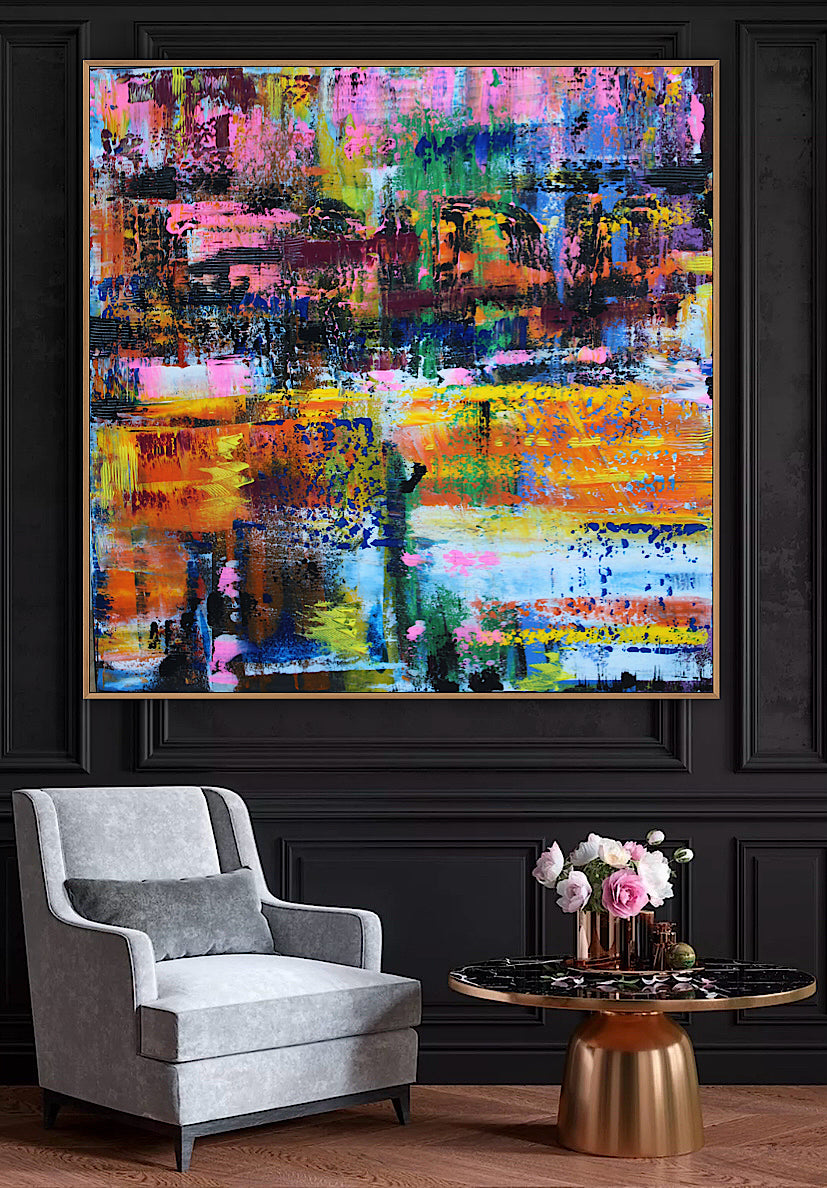 Oka Contemporary Abstract Original Oil Painting On Canvas 80x80cm  “Luminous Echoes”