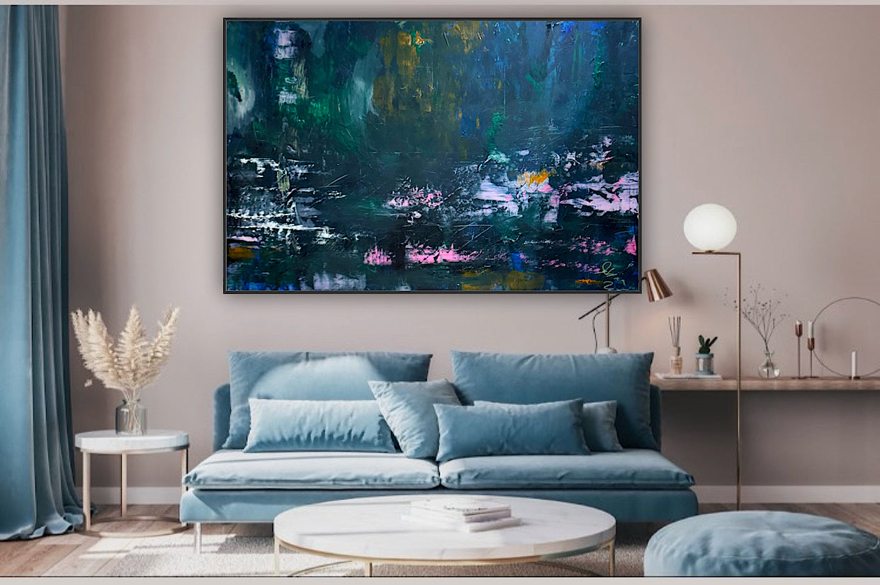 Original Abstract Oil Painting On Canvas 150cm x 100cm Depth of Silence Oka floral