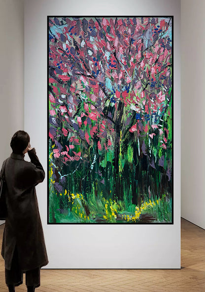 Original Abstract Oil Painting On Canvas 153 x 92cm Magnolia tree Oka