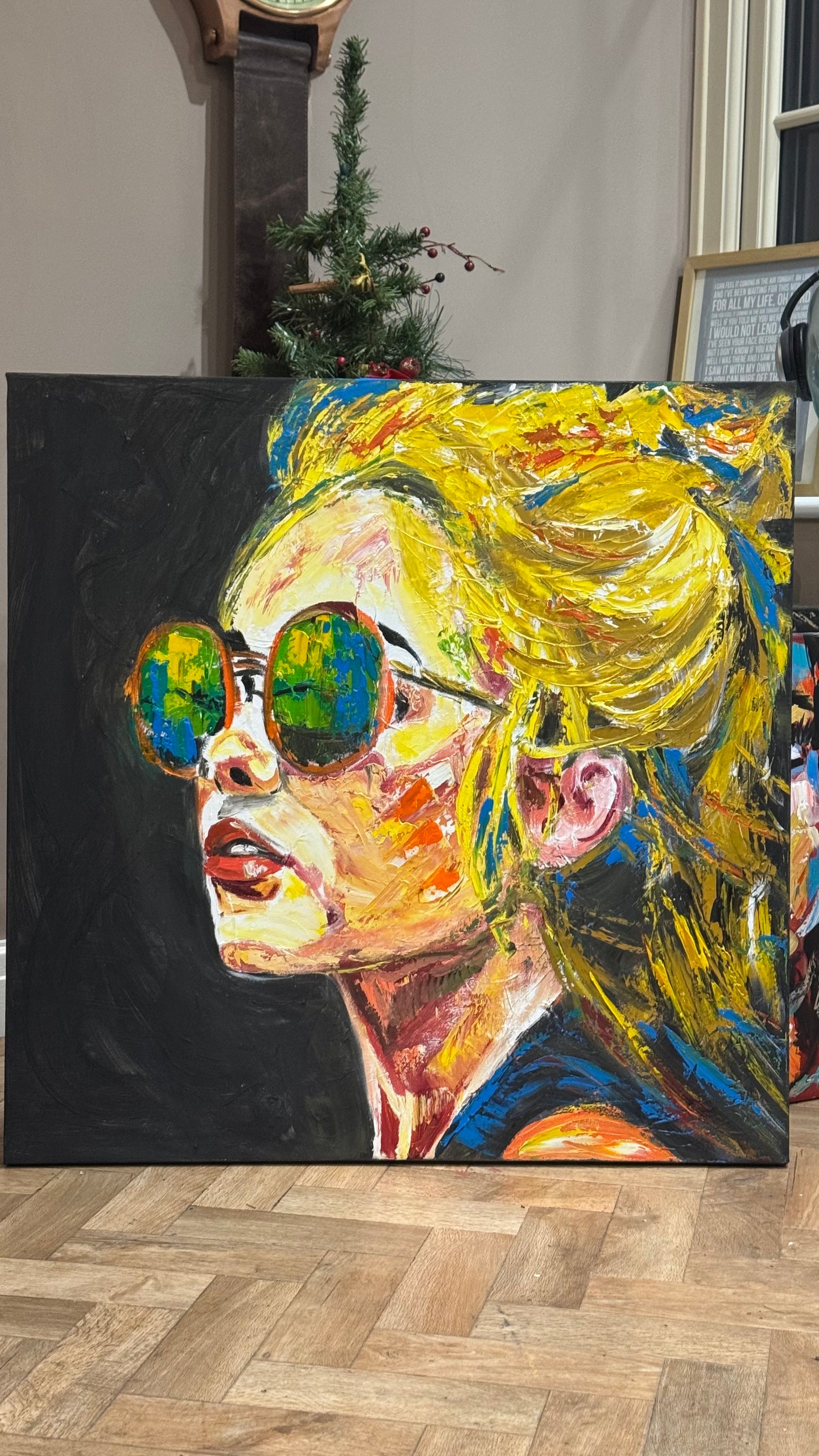 Abstract Original Oil Painting On Canvas 80x80cm Blondie Portrait of Woman textured