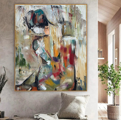 Contemporary Abstract Original Oil Painting On 90 x 76cm canvas Embered Nude