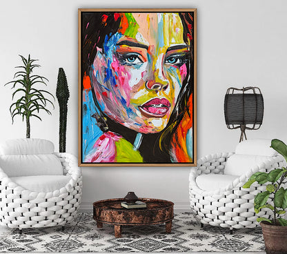 Contemporary Abstract Original Oil Painting On 100 x 80cm Canvas Chromatic Gaze woman portrait