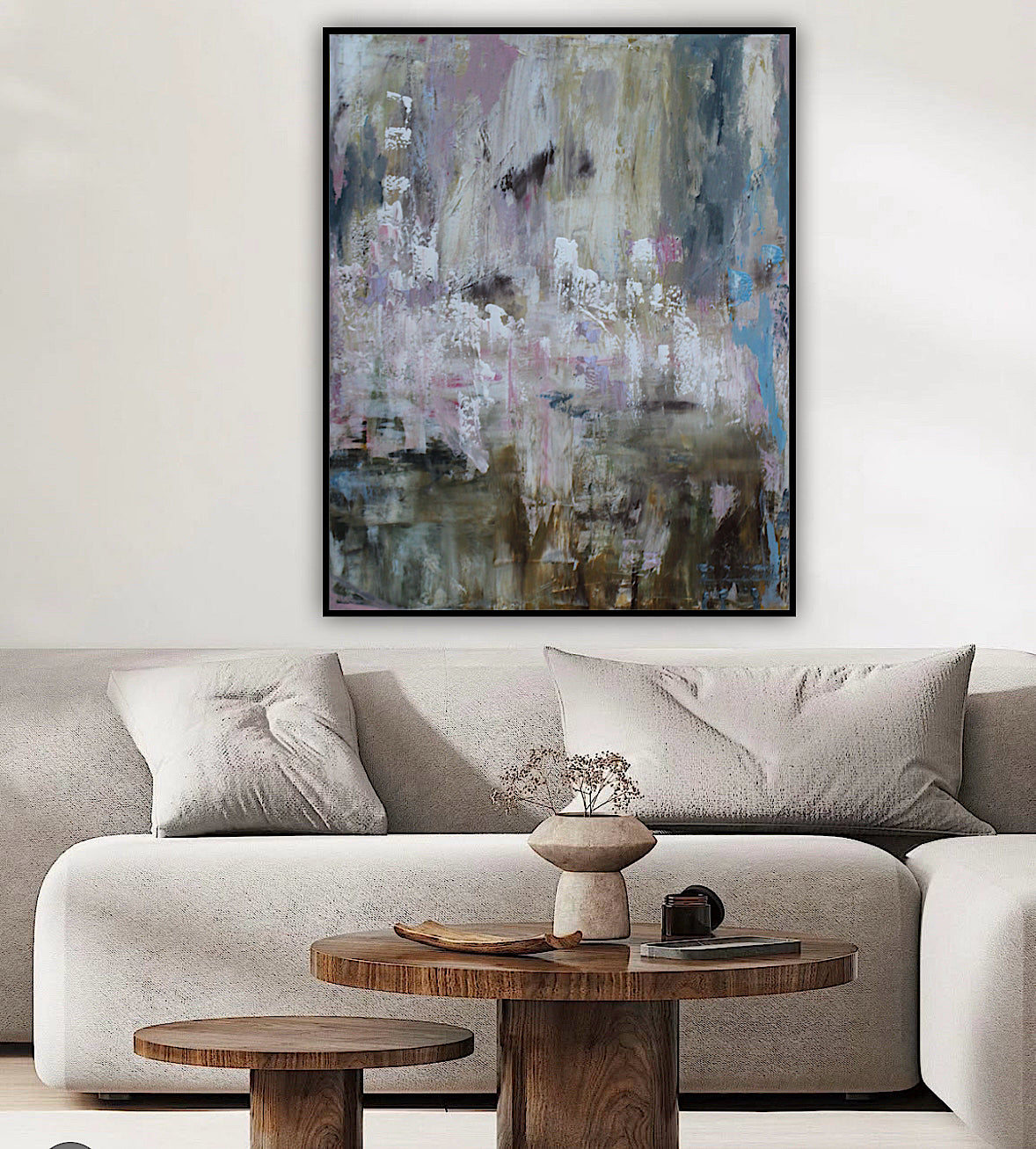 Oka Style Original Abstract Oil Painting On 100x80cm Canvas Echoes of a Distant Bloom