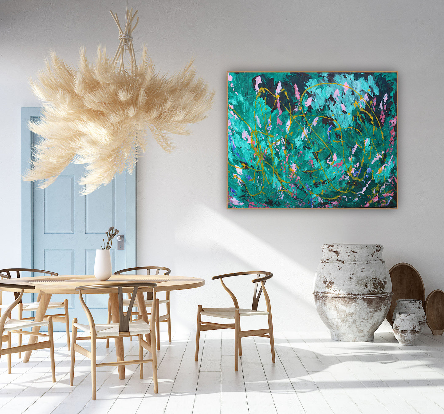 Abstract Original Oil Painting On Canvas 102x70cm textured oil Secret Garden