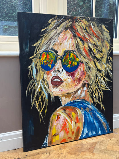 Contemporary Abstract Original Oil Painting of a woman On 90 x 76cm Canvas Amelia woman portrait
