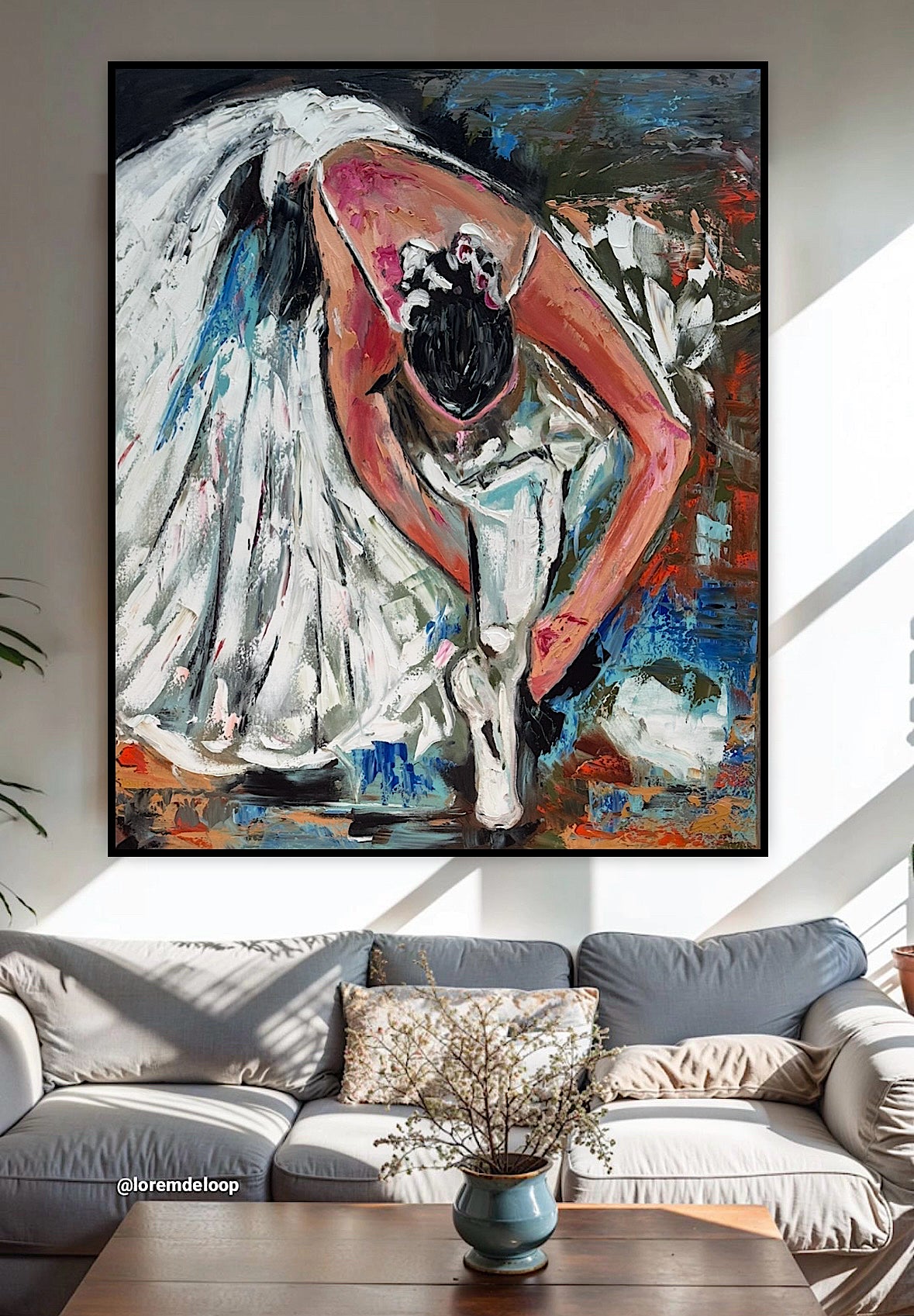 Contemporary Abstract Original Oil Painting On 90 x 76cm on Canvas ‘Ballet Dancer’