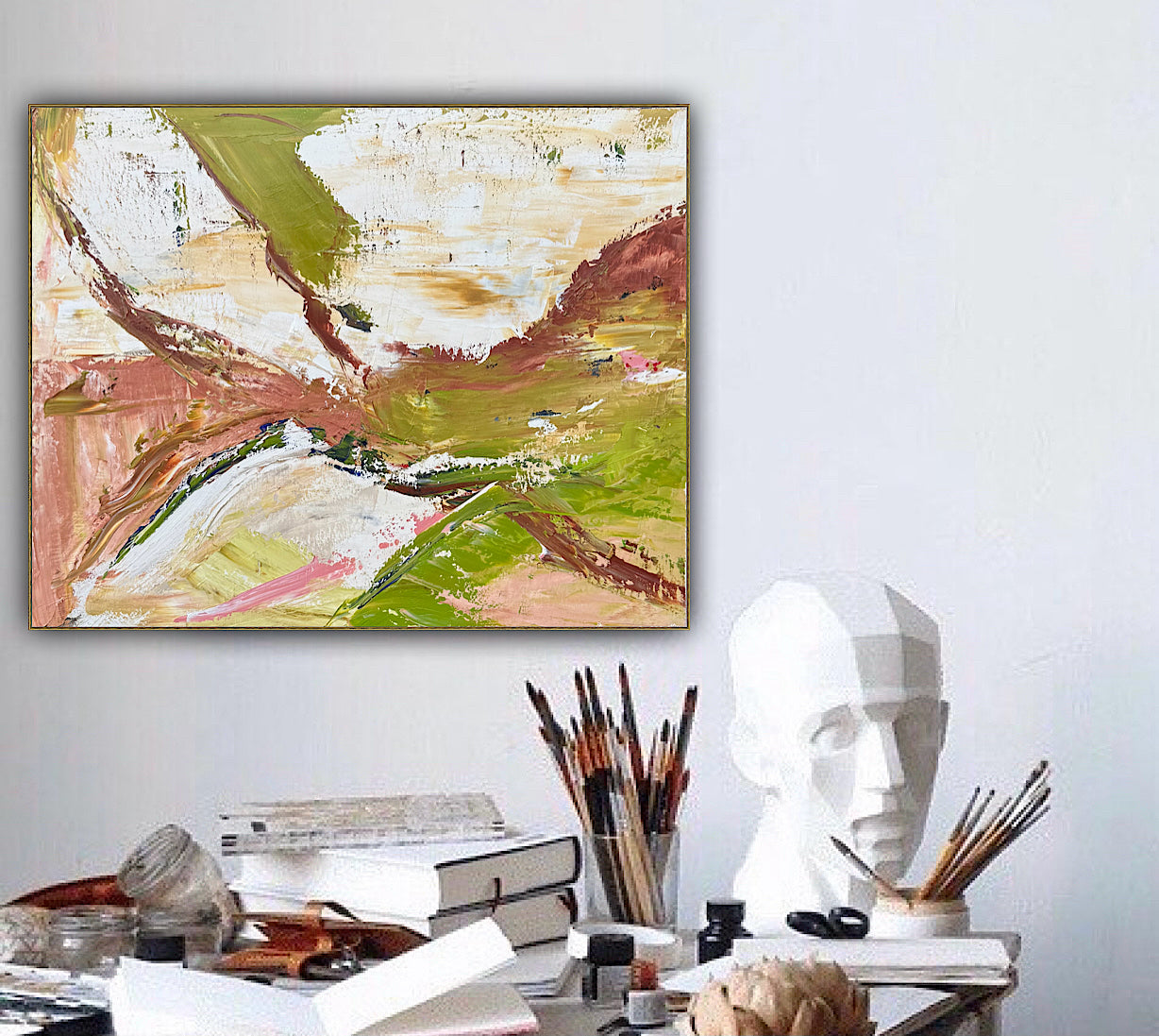 Oka StyLe Abstract original Oil Painting On Canvas 50 X 40cm Lake District textured