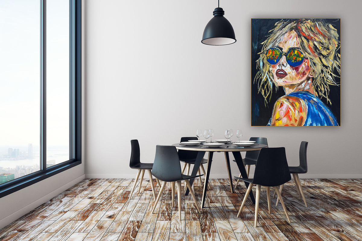 Contemporary Abstract Original Oil Painting of a woman On 90 x 76cm Canvas Amelia woman portrait