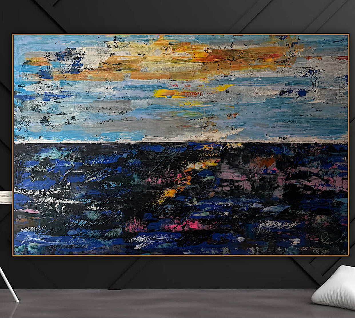 Original Abstract Oil Painting On Canvas 150cm x 100cm Depth of Silence Oka seascape