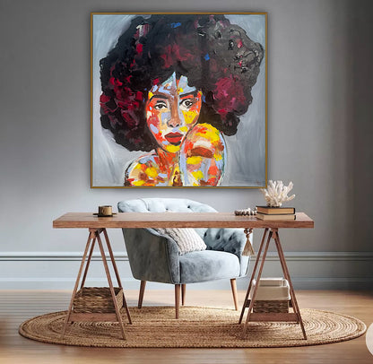 Oka Contemporary Abstract Original Oil Painting 80x80cm Canvas Woman Portrait framed