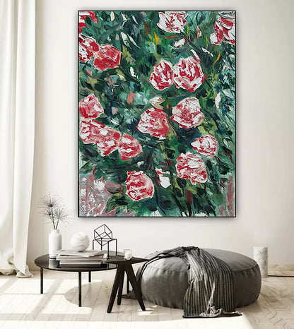 Abstract Impressionist Style Original Oil Painting on canvas 100x76cm Rose Garden