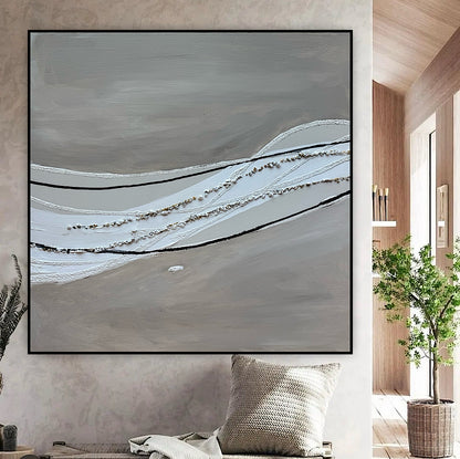 Set of 2 Modern Abstract Original Paintings On Canvas textured ‘Pebbles’  61 x 61cm each